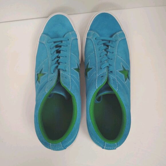 FLAW Converse One Star Ox Blue Green Suede Shoes Sneakers Mens Size 10 Womens 12 - Picture 6 of 8